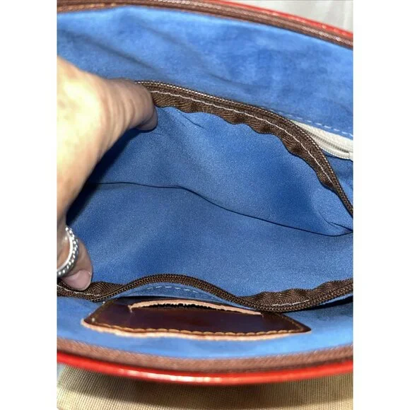 Christian Florence Made In Italy Leather HandBag Red With Brown Handle Dust Bag - Picture 10 of 15